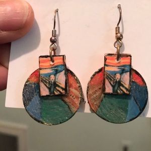 Hand made Ensor Expressionist SCREAM! earrings. Boutique. Express your feelings.